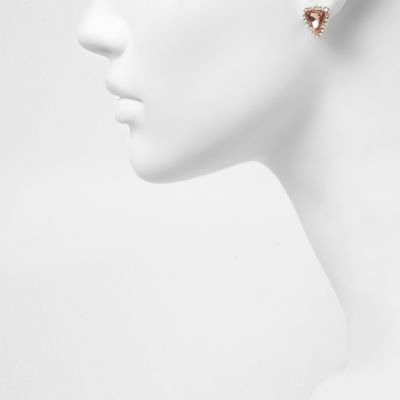 Rose gold tone gem diamante stud earrings